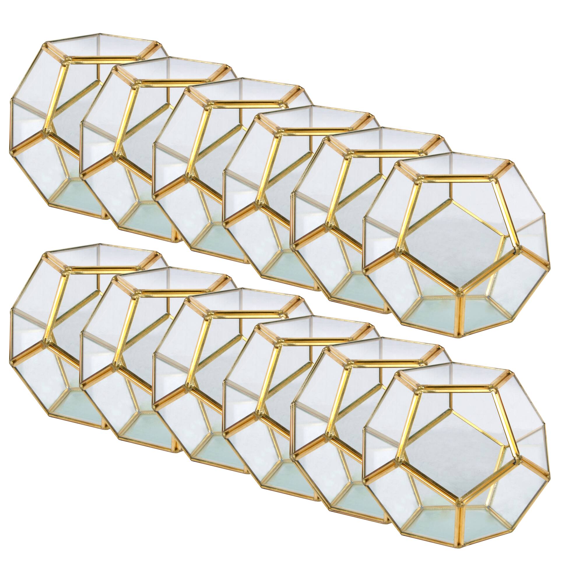 12 Pack: 5.5" Gold Octagon Glass Terrarium By Ashland™
